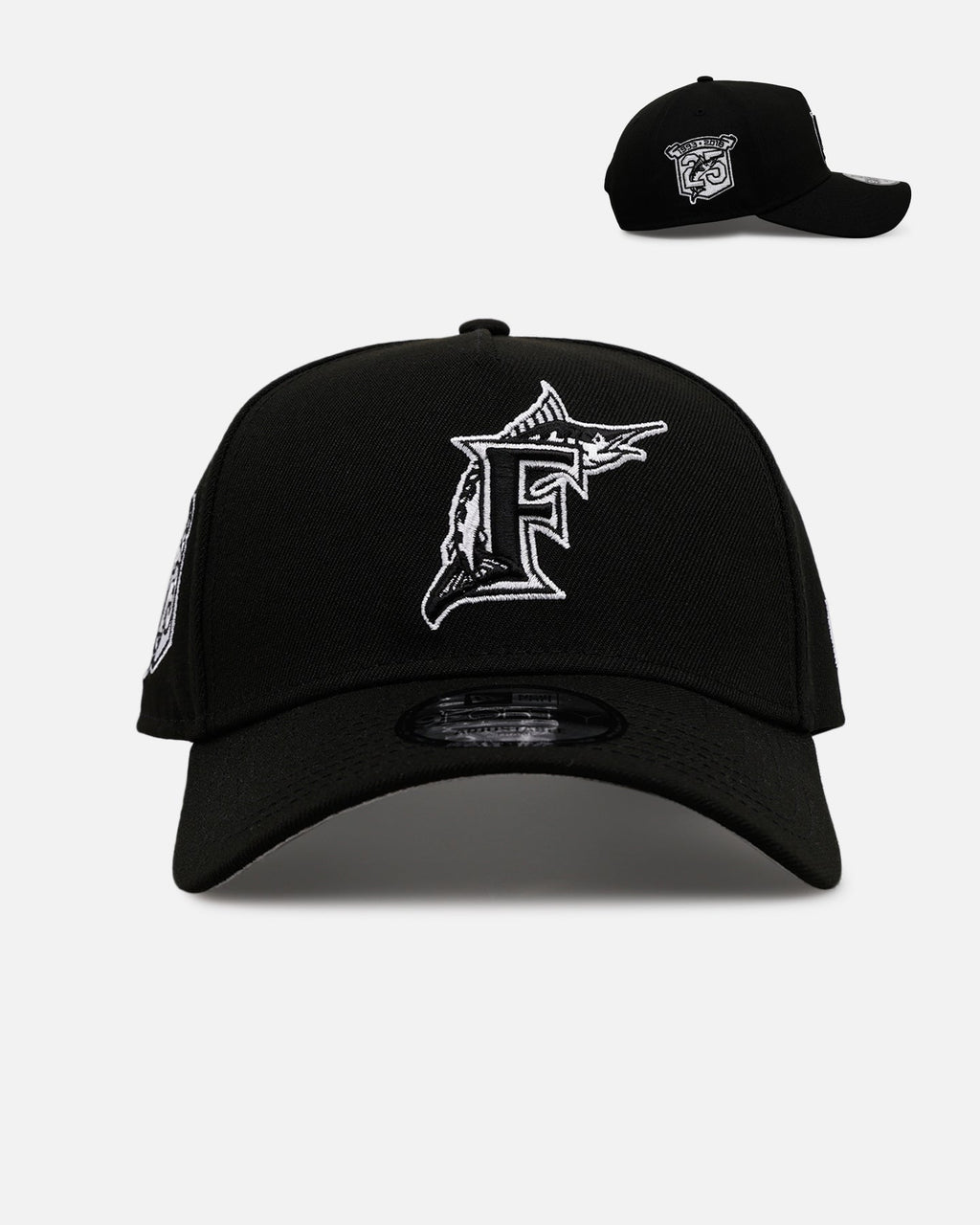 New Era Florida Marlins 'Black And White' 9FORTY A-Frame Snapback Black/White