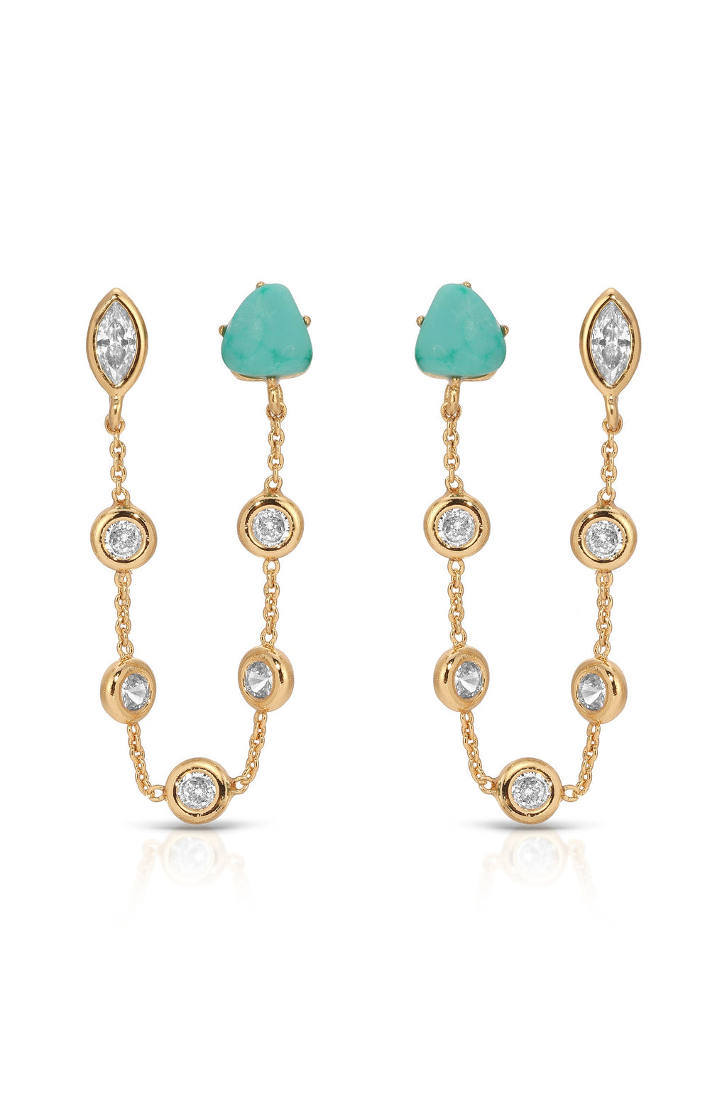 Double Piercing Turquoise Earrings
