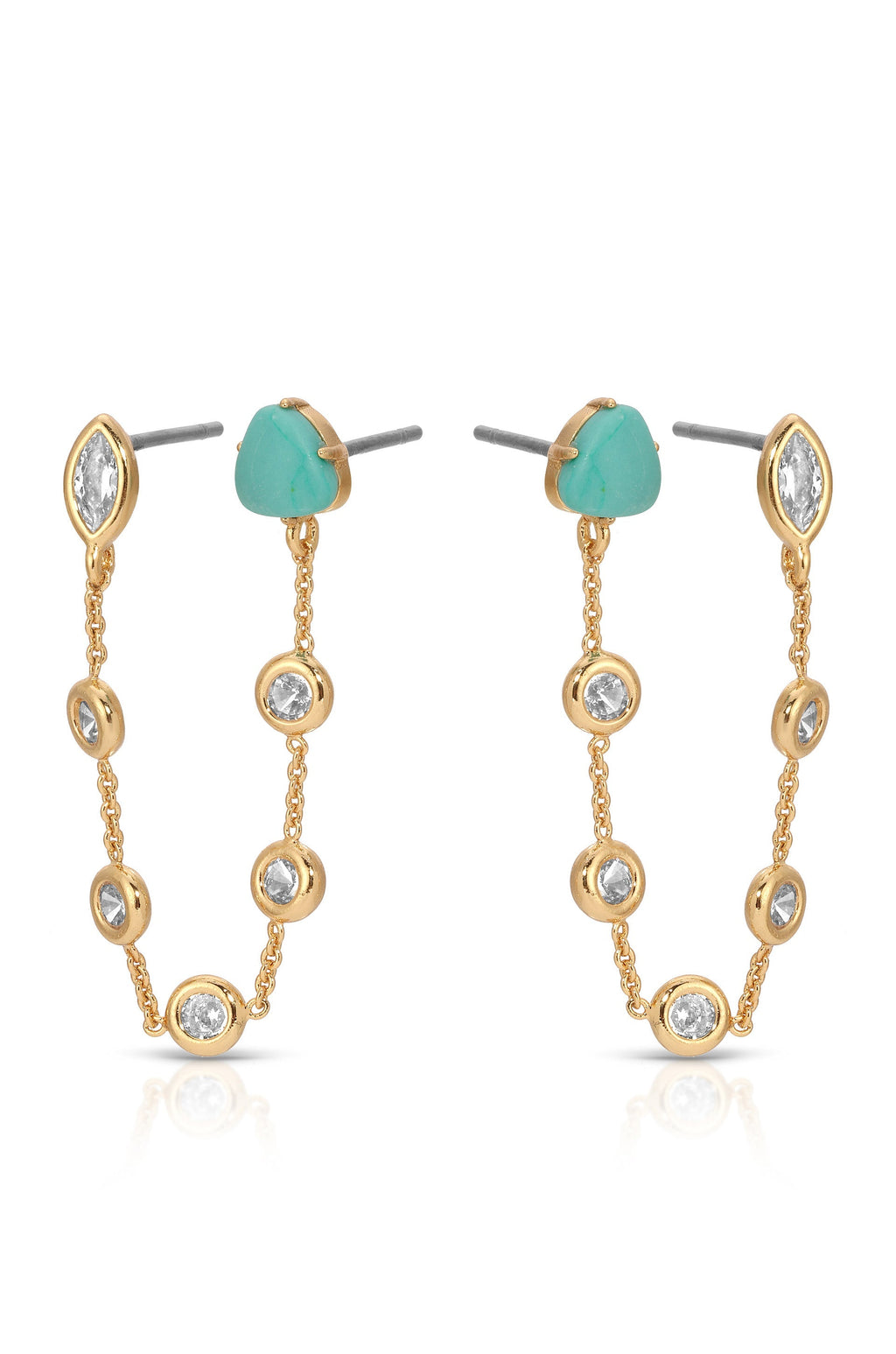 Double Piercing Turquoise Earrings