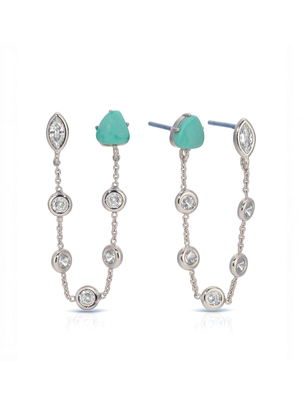 Double Piercing Turquoise Earrings