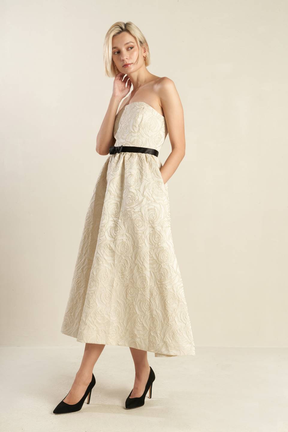 GET WHAT YOU NEED CHAMPAGNE MIDI DRESS - FINAL SALE