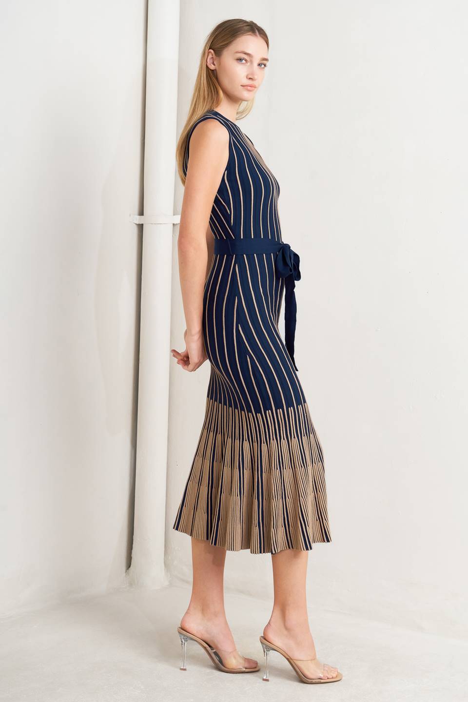 SWEATER KNIT NAVY MERMAID MIDI DRESS