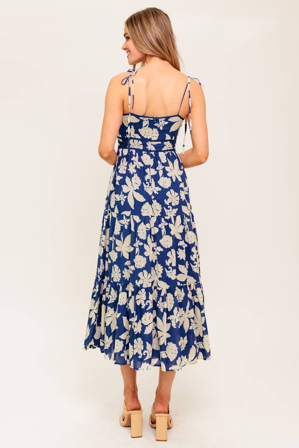 PETALS IN THE WIND MIDI DRESS - NAVY - FINAL SALE