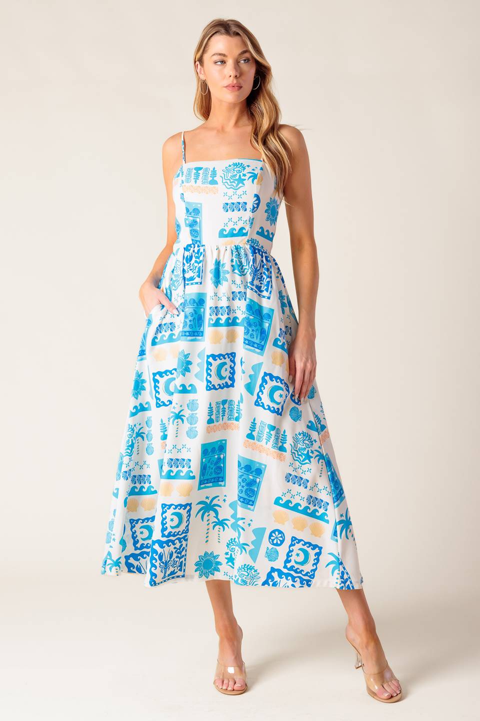 WANDER LUST MIDI DRESS - BLUE
