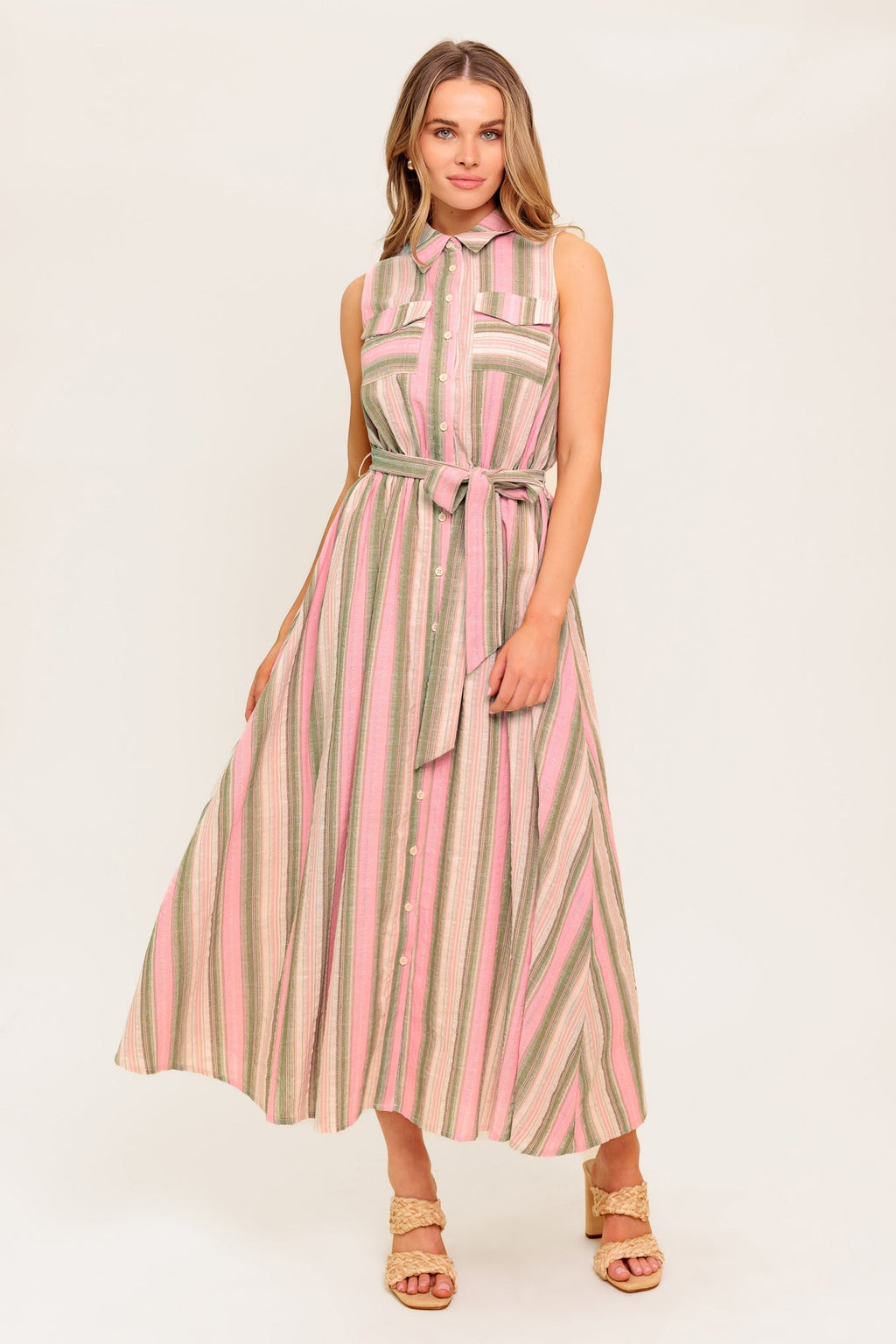 WINDSWEPT FIELDS MIDI DRESS - OLIVE