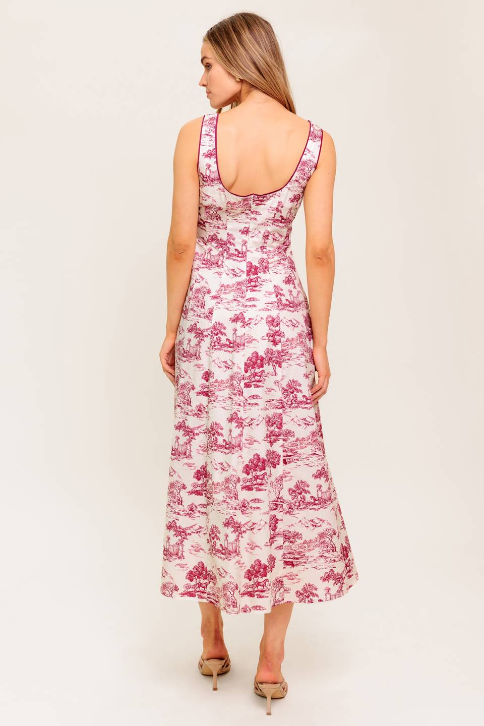 RASPBERRY ROS¨¦ TOILE MIDI DRESS - BERRY