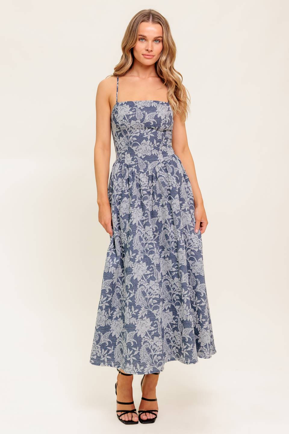 ORDINARY IS OVERRATED DENIM BLUE MIDI DRESS