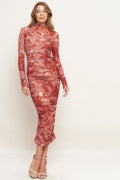 Size Small. INSTA WORTHY SIENNA POWER MESH MIDI DRESS - FINAL SALE
