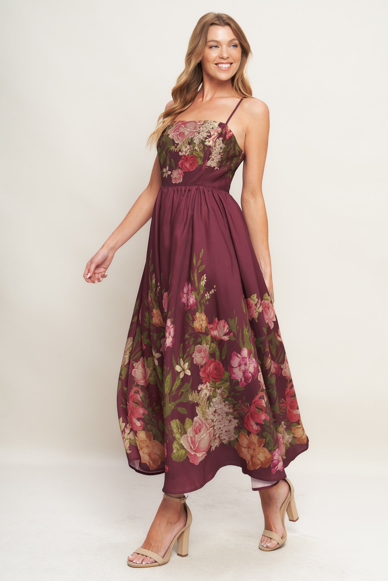 SECRET GARDEN ROMANCE BURGUNDY MAXI DRESS - FINAL SALE