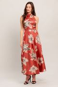 CAN'T LOOK AWAY CORAL RED MIDI DRESS - FINAL SALE