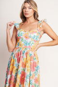 SOFT SUNSHINE FLORAL MIDI DRESS