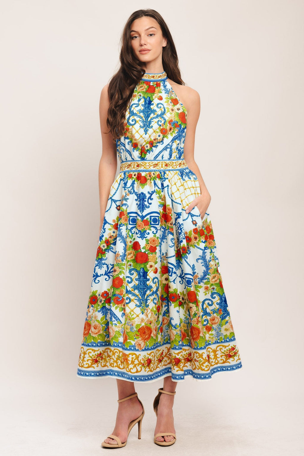 CERAMIC FLORA PRINTED MIDI DRESS