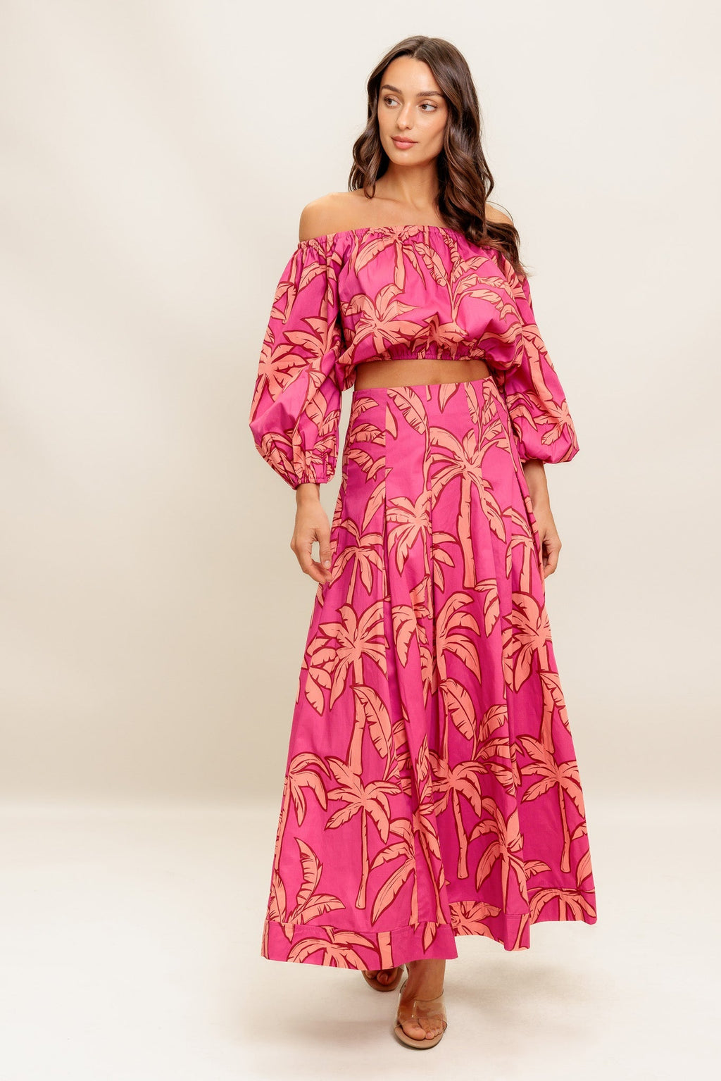 Staci Off-Shoulder Top & Circle Midi Skirt Set