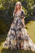 A1336 - Corset Dress with Puff Sleeves - Andrea & Leo