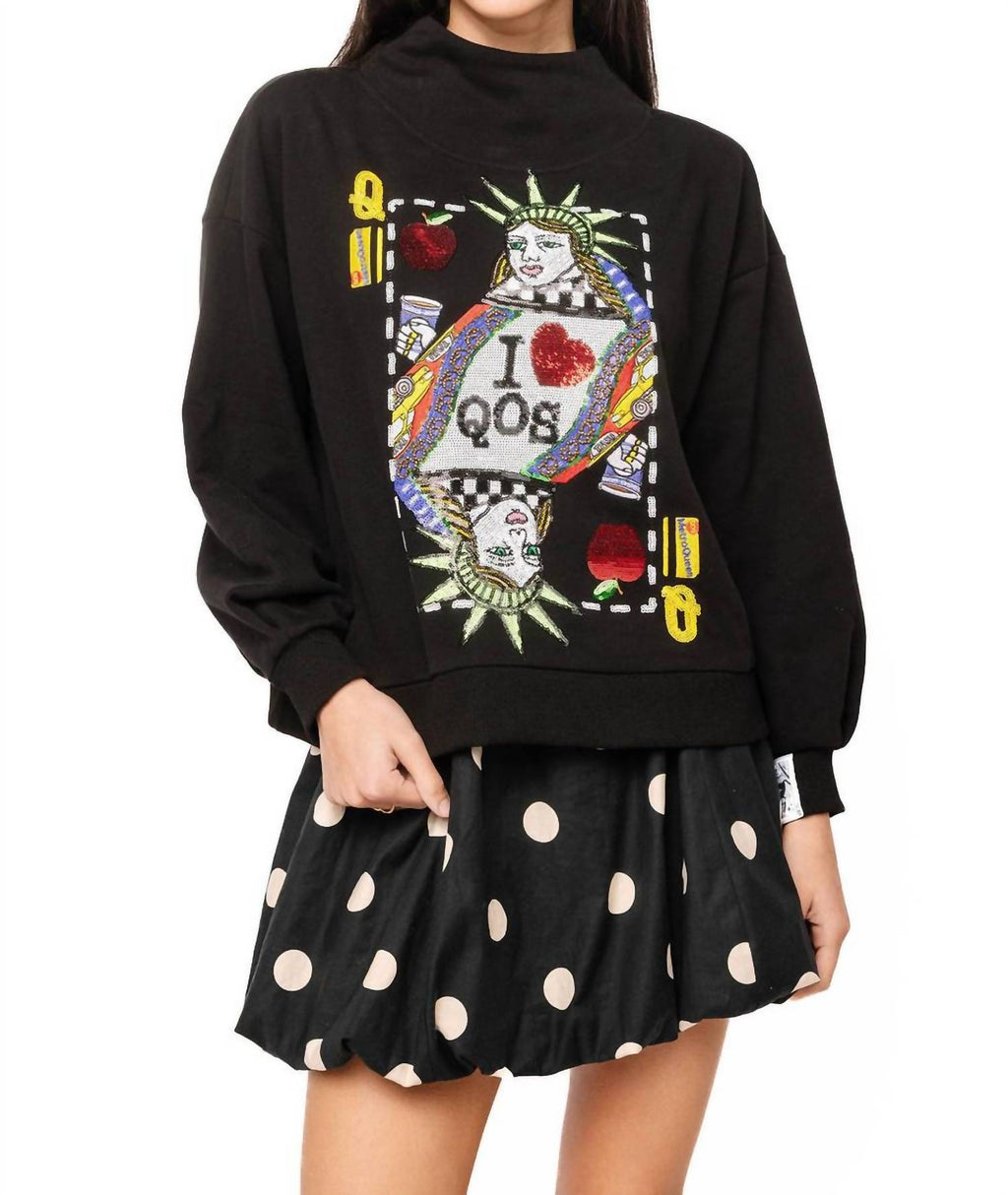 Queen Of Sparkles - New York City Queen Card Mock Neck Sweatshirt