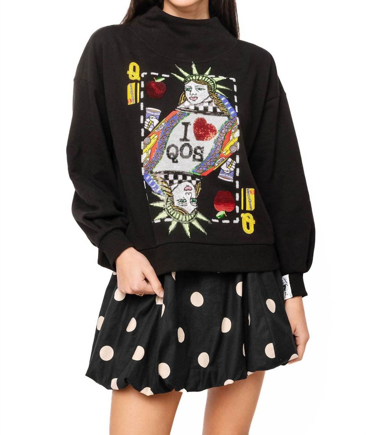 Queen Of Sparkles - New York City Queen Card Mock Neck Sweatshirt